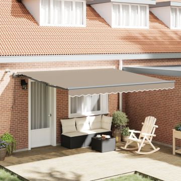Marquise Retractabilă Automată cu LED Bej 400x300 cm, Material pentru înlocuirea marquises-ului pentru cadru de 4x3 m Bej