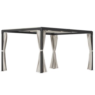 Outsunny Foisor cu pergola 3 x 3 (m) cu acoperis extensibil, Adapost cu copertina cu pergola retractabila cu perdele, Cadru din aluminiu pentru gradina, peluza, curte si terasa, bej | Aosom Romania Outsunny Foisor cu pergola 3 x 3 (m) cu acoperis extensibil, Adapost cu copertina cu pergola retractabila cu perdele, Cadru din aluminiu pentru gradina, peluza, curte si terasa, bej | Aosom Romania