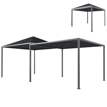 Outsunny Pavilion de Grădină Extensibil Până cu 2 Roți cu Frână, 560x295x275 cm, Gri Închis | Aosom Romania