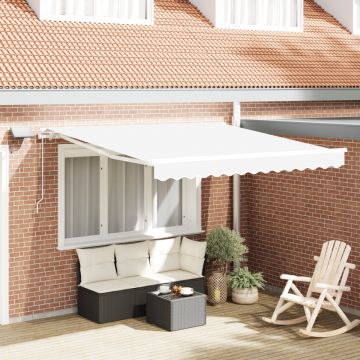 Copertină Manuală Retractabilă cu LED Alb 300x250 cm, Material de Înlocuire pentru Copertină pentru Cadru de 3x2.5 m Alb