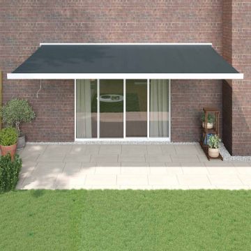 Copertină retractabilă, antracit, 5x3 m, textil și aluminiu