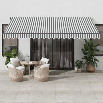 Copertină retractabilă manual, antracit/alb, 450x350 cm