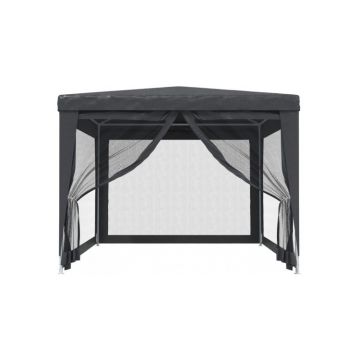 Cort de petrecere cu 4 pereti din plasa, antracit, 3x4 m, hdpe Cort de petrecere cu 4 pereti din plasa, antracit, 3x4 m, hdpe