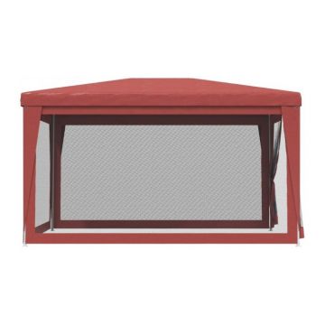 Cort de petrecere cu 4 pereti din plasa, rosu, 3x4 m, hdpe Cort de petrecere cu 4 pereti din plasa, rosu, 3x4 m, hdpe