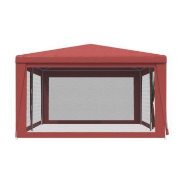 Cort de petrecere cu 6 pereti din plasa, rosu, 6x4 m, hdpe Cort de petrecere cu 6 pereti din plasa, rosu, 6x4 m, hdpe
