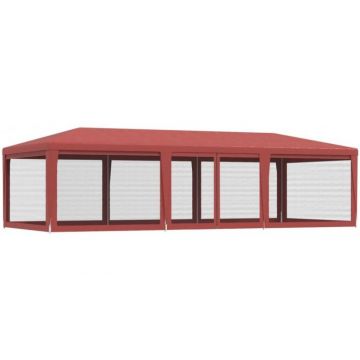 Cort de petrecere cu 8 pereti din plasa, rosu, 9x4 m, hdpe Cort de petrecere cu 8 pereti din plasa, rosu, 9x4 m, hdpe