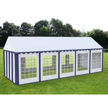 Cort Evenimente Economy, Pvc Albastru-Alb, 4x10 m - Corturi24 Cort Evenimente Economy, Pvc Albastru-Alb, 4x10 m - Corturi24