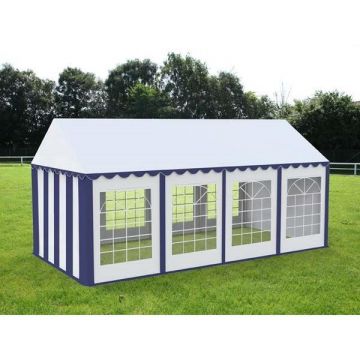Cort Evenimente Economy, Pvc Albastru-Alb, 4x8 m - Corturi24 Cort Evenimente Economy, Pvc Albastru-Alb, 4x8 m - Corturi24
