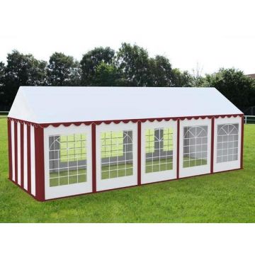 Cort Evenimente Economy, Pvc Rosu-Alb, 5x10 m - Corturi24 Cort Evenimente Economy, Pvc Rosu-Alb, 5x10 m - Corturi24