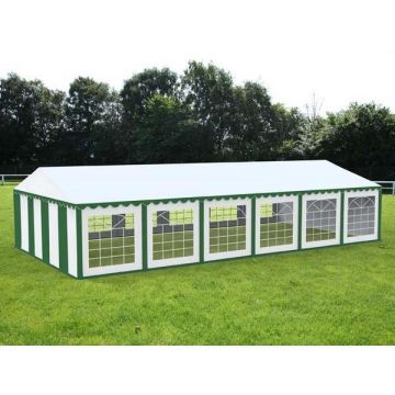 Cort Evenimente Economy, Pvc Verde-Alb, 6x12m - Corturi24 Cort Evenimente Economy, Pvc Verde-Alb, 6x12m - Corturi24