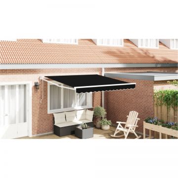 Cort retractabil automat Negru 300x250 cm, Material de înlocuire pentru cort pentru cadru de 3x2.5 m Negru