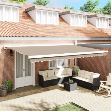 Cort retractabil manual Bej 500x300 cm, Material de înlocuire pentru cort pentru cadru de 5x3 m Bej