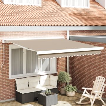Marchiză Manuală Retractabilă Bej 350x250 cm, Fabrică de înlocuire pentru marchiză pentru cadru de 3.5x2.5 m Bej