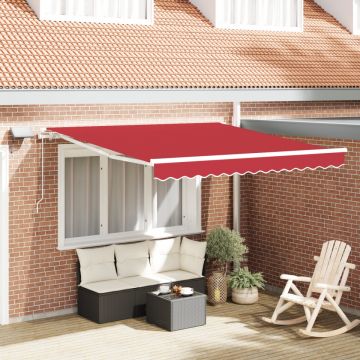 Marchiză Manuală Retractabilă cu LED Roșie 300x250 cm, Material de Înlocuire pentru Marchiză 3x2.5 m Roșie