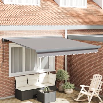 Marchiză manuală retractabilă gri deschis 350x250 cm, Material de înlocuire pentru marchiză pentru cadru de 3.5x2.5 m gri deschis