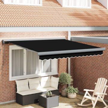 Marchiză manuală retractabilă neagră 350x250 cm, Material de înlocuire pentru marchiză 3,5x2,5 m cadru negru