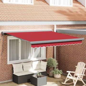 Marchiză Manuală Retractabilă Roșie 350x250 cm, Fabrică de Înlocuire pentru Marchiză pentru Cadru de 3.5x2.5 m Roșu
