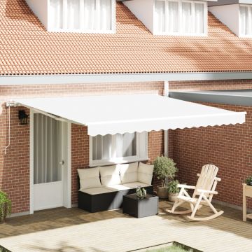Marchiză Retractabilă Automată Albă 400x350 cm, Țesătură de Înlocuire Marchiză pentru Cadru 4x3.5 m Albă