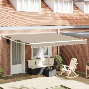 Marchiză retractabilă automată Bej 400x300 cm, Țesătură de schimb pentru marchiză pentru cadru de 4x3 m Bej