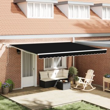 Marchiză Retractabilă Automată cu LED Neagră 450x300 cm, Material de Înlocuire pentru Marchiză 4.5x3 m Negru