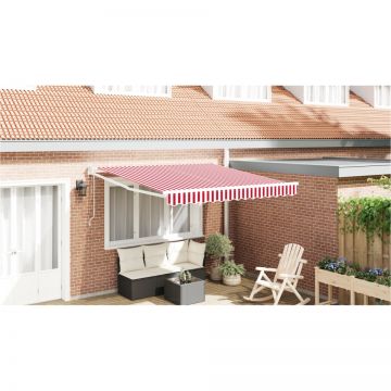 Marchiză retractabilă automată dungi roșii și albe 300x250 cm
