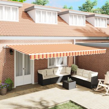 Marchiză retractabilă automată galbenă și portocalie 500x350 cm