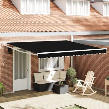 Marchiza retractabilă automată Neagră 400x300 cm, Material de înlocuire pentru marchiză pentru cadru de 4x3 m Negru