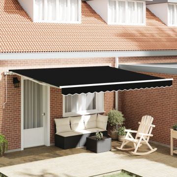 Marchiză retractabilă automată Neagră 400x350 cm, Material de înlocuire pentru marchiză pentru cadru de 4x3.5 m Negru