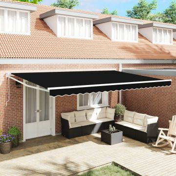 Marchiză retractabilă automată Neagră 500x300 cm, Material de înlocuire pentru marchiză pentru cadru de 5x3 m Negru