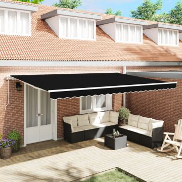 Marchiză retractabilă automată neagră 500x300 cm, Material pentru cadru de 5x3 m negru