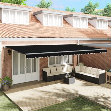 Marchiză retractabilă automată neagră 600x300 cm, Material de înlocuire pentru marchiză pentru cadru de 6x3 m negru