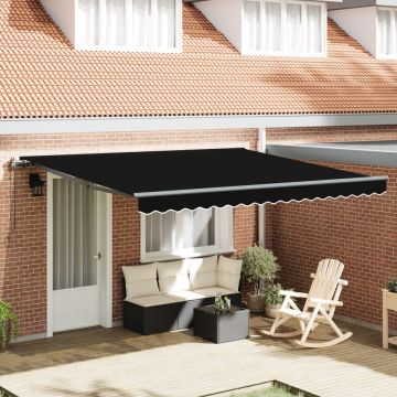 Marchiză retractabilă automată Negru 400x350 cm, Material de schimb pentru marchiză pentru cadru de 4x3.5 m Negru