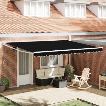 Marchiza retractabilă automată Negru 450x300 cm, Material de înlocuire pentru marchiză pentru cadru de 4,5x3 m Negru