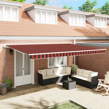 Marchiză retractabilă automată portocalie și maronie 500x300 cm