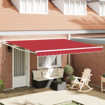 Marchiză Retractabilă Automată Roșie 400x300 cm, Material de Înlocuire pentru Marchiză de 4x3 m Roșu