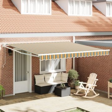 Marchiză Retractabilă Automată Verde și Galbenă 400x300 cm, Culoare pentru marchiză pentru cadru de 4x3 m Verde și Galben