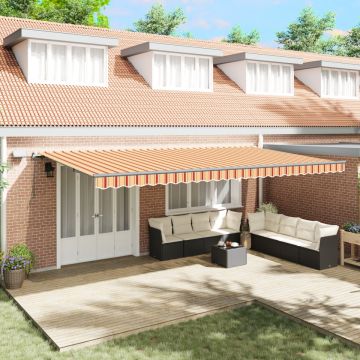 Marchiză Retractabilă Manuală cu LED Galben și Portocaliu 600x300 cm
