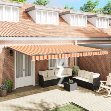 Marchiză Retractabilă Manuală Galbenă și Portocalie 500x350 cm