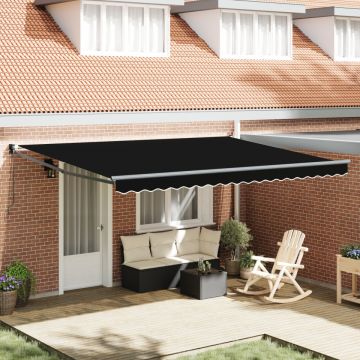 Marchiza retractabilă manuală Neagră 450x300 cm, Teren de schimb pentru marchiză pentru cadru de 4.5x3 m Negru