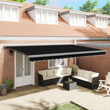 Marciză retractabilă automată neagră 500x300 cm, Material de înlocuire pentru marciză pentru cadru de 5x3 m negru
