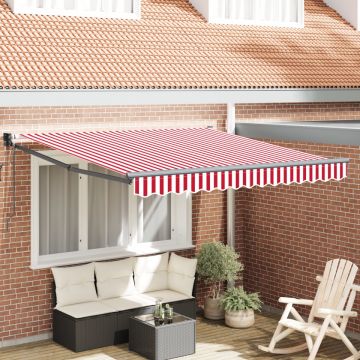 Markiză Retractabilă Automată Dungi Roșii și Albe 350x250 cm