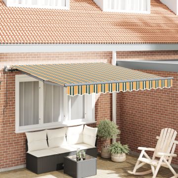 Markiză retractabilă automată verde și galben 350x250 cm, Cotică de înlocuire pentru markiză pentru cadru de 3.5x2.5 m verde și galben