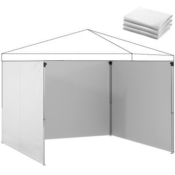 Outsunny 3 Panouri Laterale pentru Pavilioane 3x3 m 300x200 cm Panouri Laterale de Schimb din Pânză Oxford cu Fermoar Alb | Aosom Romania
