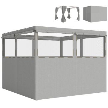 Outsunny 4 panouri laterale pentru pavilion 3x3 m panouri pentru cort cu 8 ferestre protecție UV 30+ impermeabil gri deschis | Aosom Romania