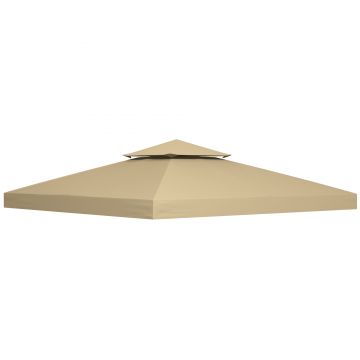 Outsunny Acoperiș de Rezervă pentru pavilion de Grădină Pânză de Rezervă pentru pavilion tonel Tendă 3 x 3 m Bej | Aosom Romania