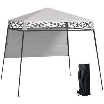 Outsunny Cenador Pliabil 220x220x200 cm cu 1 Perete Lateral Geantă de Transport Impermeabilă și Protecție UV50+ Alb | Aosom Romania