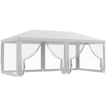 Outsunny  Cort de Exterior cu 6 Părți Laterale Detașabile, Cort pentru Petrecerie, Adăpost pentru Umbră pentru Evenimente, 584.6x295.6x256 cm, Alb.
