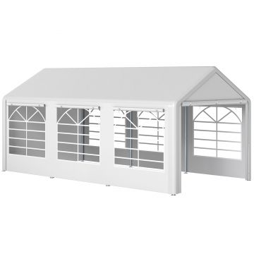 Outsunny Cort de Gradină cu Ferestre Laterale, Uși cu Balama și Copertină Anti UV, 600x300x280 cm, Alb | Aosom Romania Outsunny Cort de Gradină cu Ferestre Laterale, Uși cu Balama și Copertină Anti UV, 600x300x280 cm, Alb | Aosom Romania
