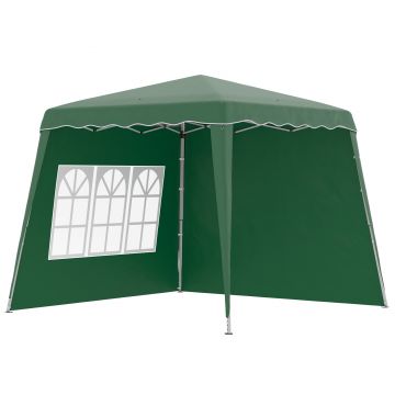 Outsunny Cort Pliabil cu 2 Pereți Laterali 2,89x2,89m Pavilion de Grădină cu Înălțime Reglabilă Protecție UV50+ Verde | Aosom Romania