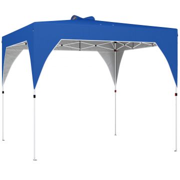 Outsunny Cort pliabil Pop-up 3x3 m cu blocare centrală înălţime reglabilă husă transport cu roţi şi saci de nisip albastru | Aosom Romania